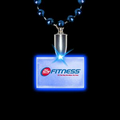 Flashing Illuminated Blue Rectangle Charm w/ Mardi Gras Bead